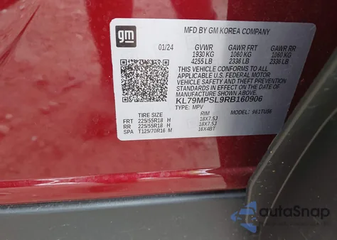 2024 Chevrolet Trailblazer Fwd Lt z USA, uszkodzony, nr VIN KL79MPSL9RB160906